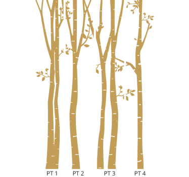 Tree wallpaper with elegant golden silhouettes - TenStickers
