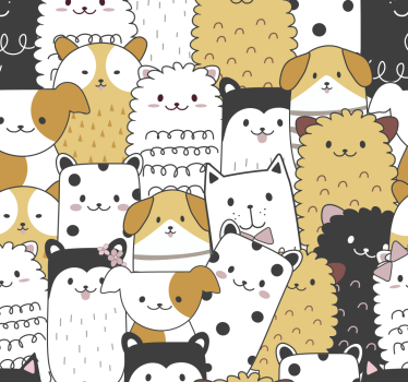 Kid's wallpaper mural with animal design of dogs  - TenStickers
