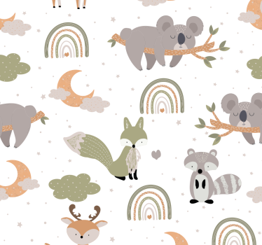 Scandinavian animal design kids wallpaper mural  - TenStickers