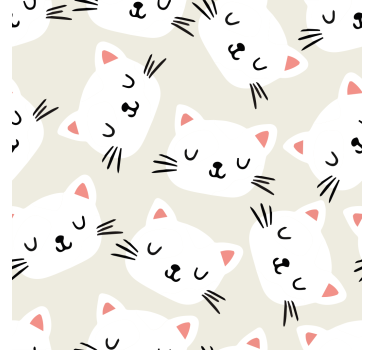White cat faces Children's wallpaper - TenStickers