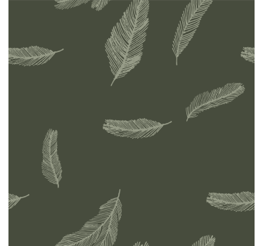 Minimalist green feathers master bedroom wallpaper - TenStickers