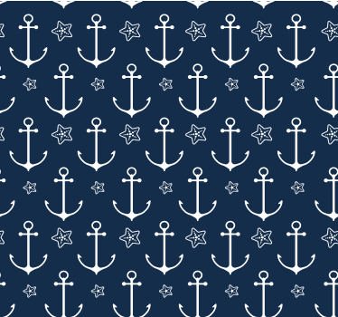 anchor pattern Navy wallpaper - TenStickers