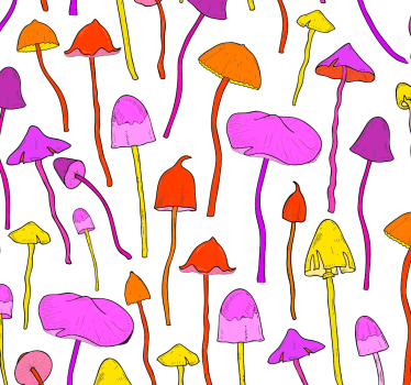 Master bedroom wallpaper funky mushroom design - TenStickers