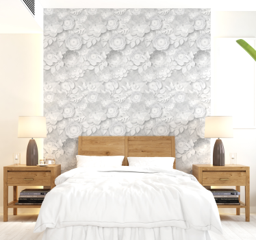 3D white flowers Wallpaper - TenStickers