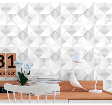 3D white squares Office Room Wallpaper - TenStickers