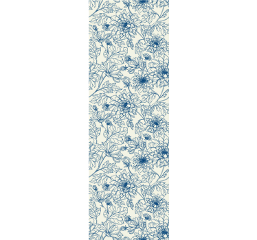 Blue leaf outlines Bedroom Wallpaper - TenStickers