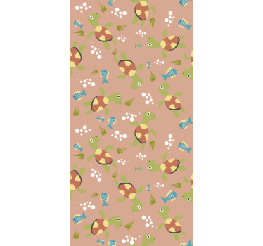 Fishes and turtles pattern fish wallpaper - TenStickers