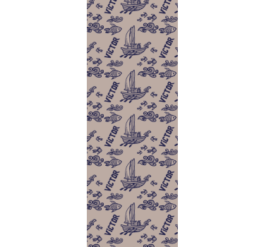 Marine boat and fish Childrens Wallpaper - TenStickers