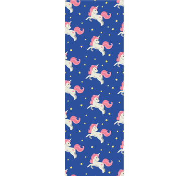 Unicorn on the blue backgrounds Kids Wallpaper - TenStickers