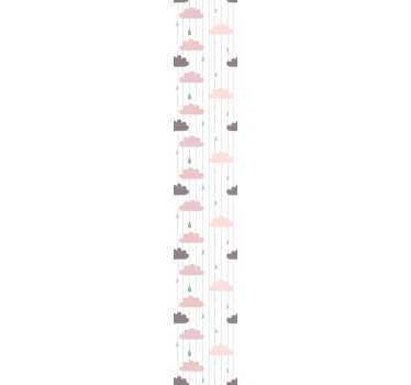 Pink clouds and rain drops Kids Wallpaper - TenStickers