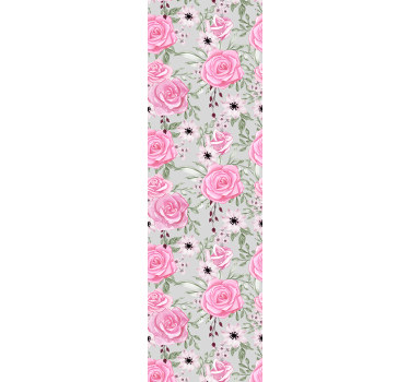 Pink big flowers on grey Nature Wallpaper - TenStickers