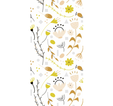 Handdrawn Flowers and Dots Nature Wallpaper - TenStickers