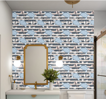 Underwater Turtle Scene fish wallpaper - TenStickers