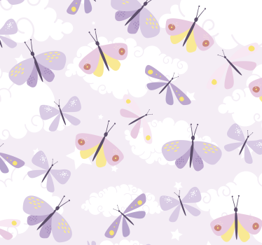 Pastel purple Butterfly pattern wallpaper for wall - TenStickers