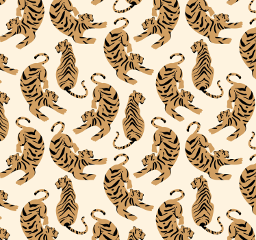 Children's tiger drawings cool animal wallpaper - TenStickers