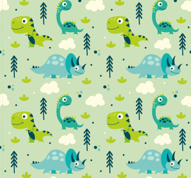 Green background nursery dinosaurus wallpaper Kids Wallpaper - TenStickers