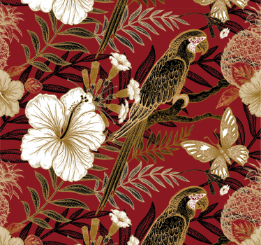 Elegant Red Floral wallpaper - TenStickers