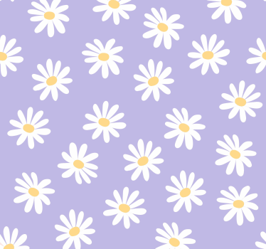 White simple flowers on lila Nature wallpaper - TenStickers