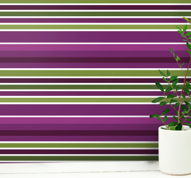 Purple and green horizontal design Bedroom wallpaper - TenStickers