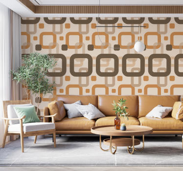 70S Retro Pattern Square Pattern Wallpaper - TenStickers