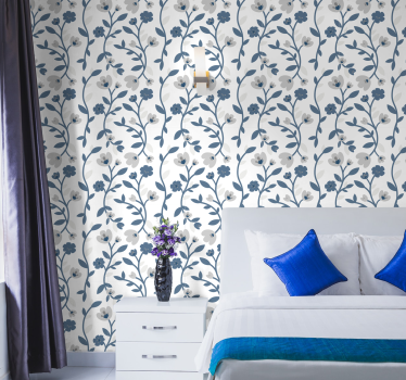 Abstract flowers blue and gray Nature Wallpaper - TenStickers