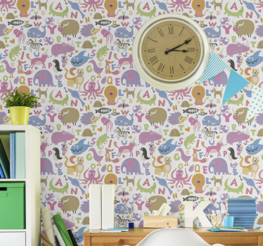Alphabet Animals kids wallpaper - TenStickers