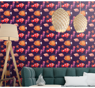 Aquatic Life Ensemble fish wallpaper - TenStickers