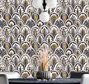 art deco fans pattern Bedroom Wallpaper - TenStickers