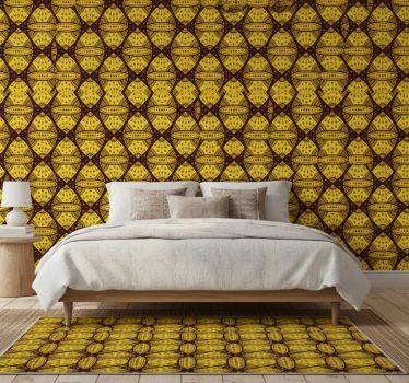 Bedroom wallpaper african style abstract art yellow pattern - TenStickers