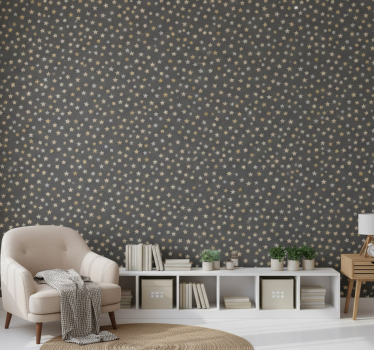 Bedroom wallpaper golden stars kallax design - TenStickers