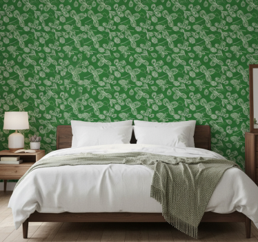 Bedroom wallpaper green magnolia twig design - TenStickers