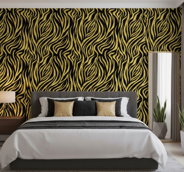 Bedroom wallpaper in a striking wave design - TenStickers