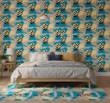 Bedroom wallpaper in african blue abstract design - TenStickers