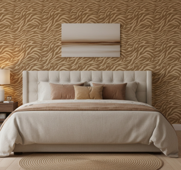 Bedroom wallpaper in brown and beige tiger skin - TenStickers