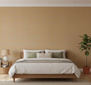 Bedroom wallpaper in brown caning pattern - TenStickers