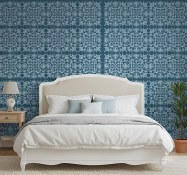 Bedroom wallpaper in french provincial blue floral design - TenStickers