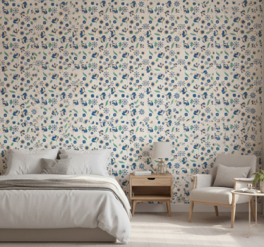 Bedroom wallpaper in french provincial white floral pattern - TenStickers