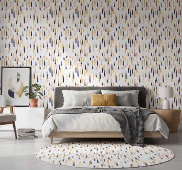 Bedroom wallpaper in modern blue, yellow, and pink strokes - TenStickers