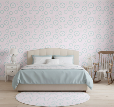 Bedroom wallpaper in pink shabby chic pattern - TenStickers