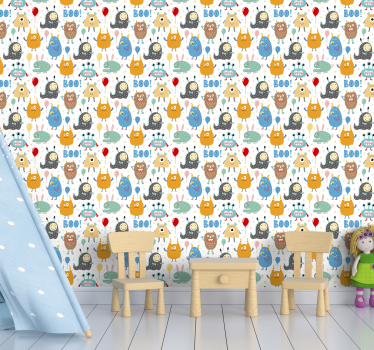 Bedroom Wallpaper Little Monsters - TenStickers