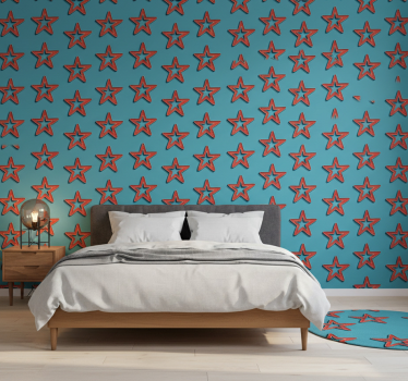 Bedroom wallpaper retro stars pattern abstract design - TenStickers