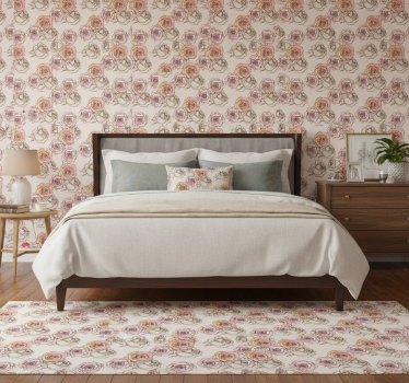 Bedroom wallpaper roses pattern in english style - TenStickers