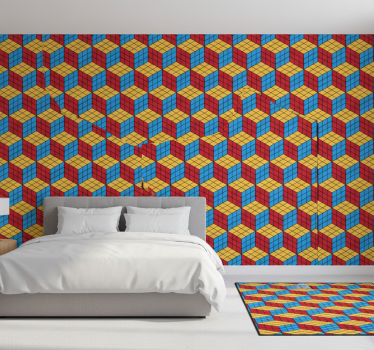 Bedroom wallpaper rubik's cube original pattern - TenStickers