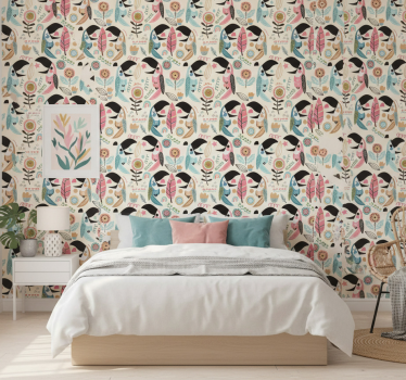 Bedroom wallpaper tropical toucan design - TenStickers