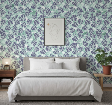 Bedroom wallpaper with colorful tropical flowers pattern - TenStickers