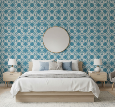 Bedroom wallpaper with complex geometric design - TenStickers