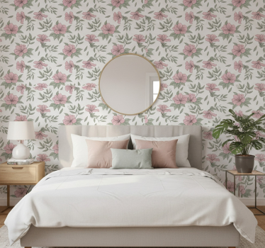 Bedroom wallpaper with floral pattern design - TenStickers