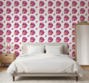 Bedroom wallpaper with playful lip design - TenStickers