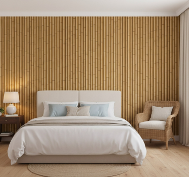 Bedroom wallpaper with rattan texture design - TenStickers