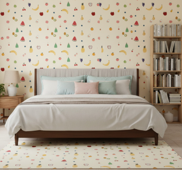 Bedroom wallpaper with vibrant fruit pattern - TenStickers